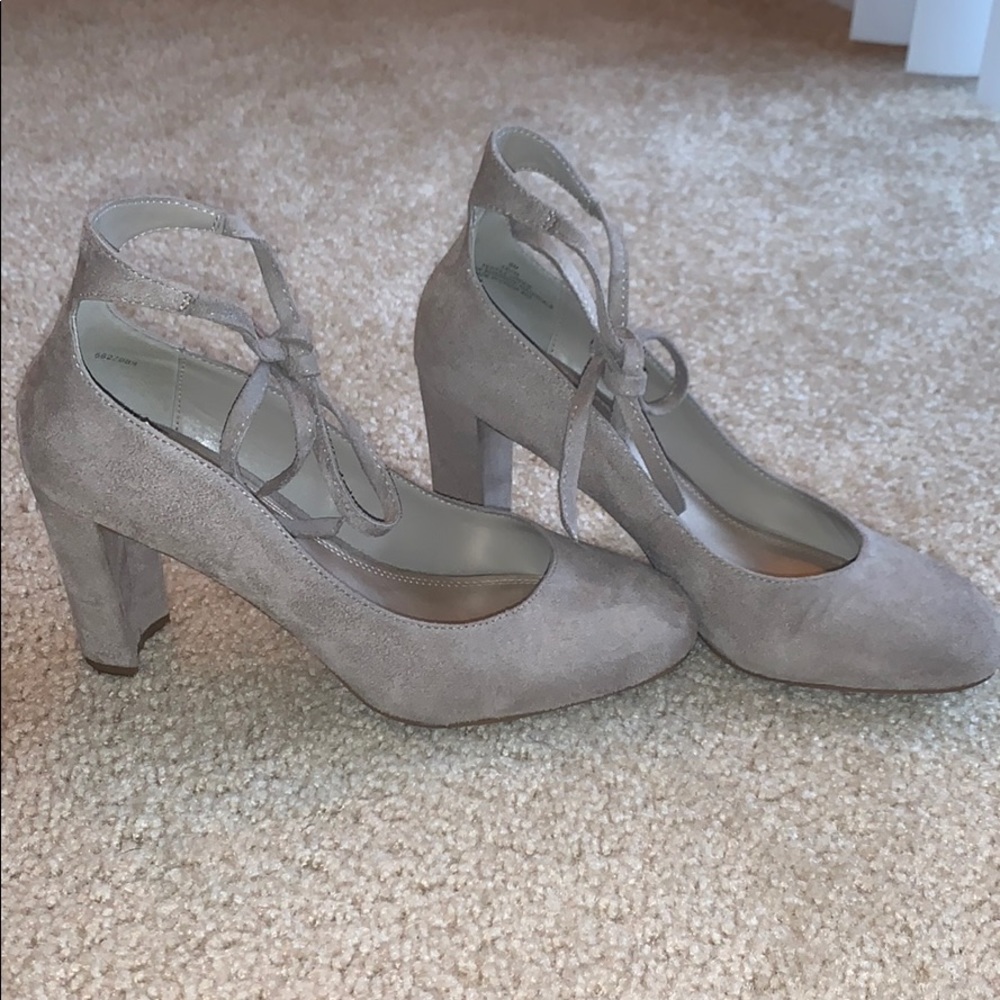 Grey block heels